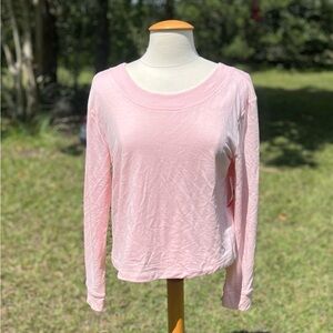 NWT Derrick Heart Pink Long Sleeve Lace Up the Back Shirt Size Large